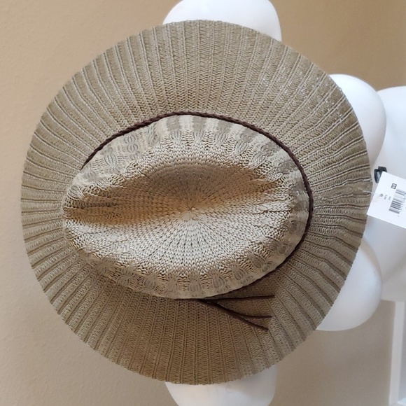 Womens Falls Creek Olive Green Knit Fedora Style Hat  OSFM crocheted Faux Suede - Picture 3 of 4